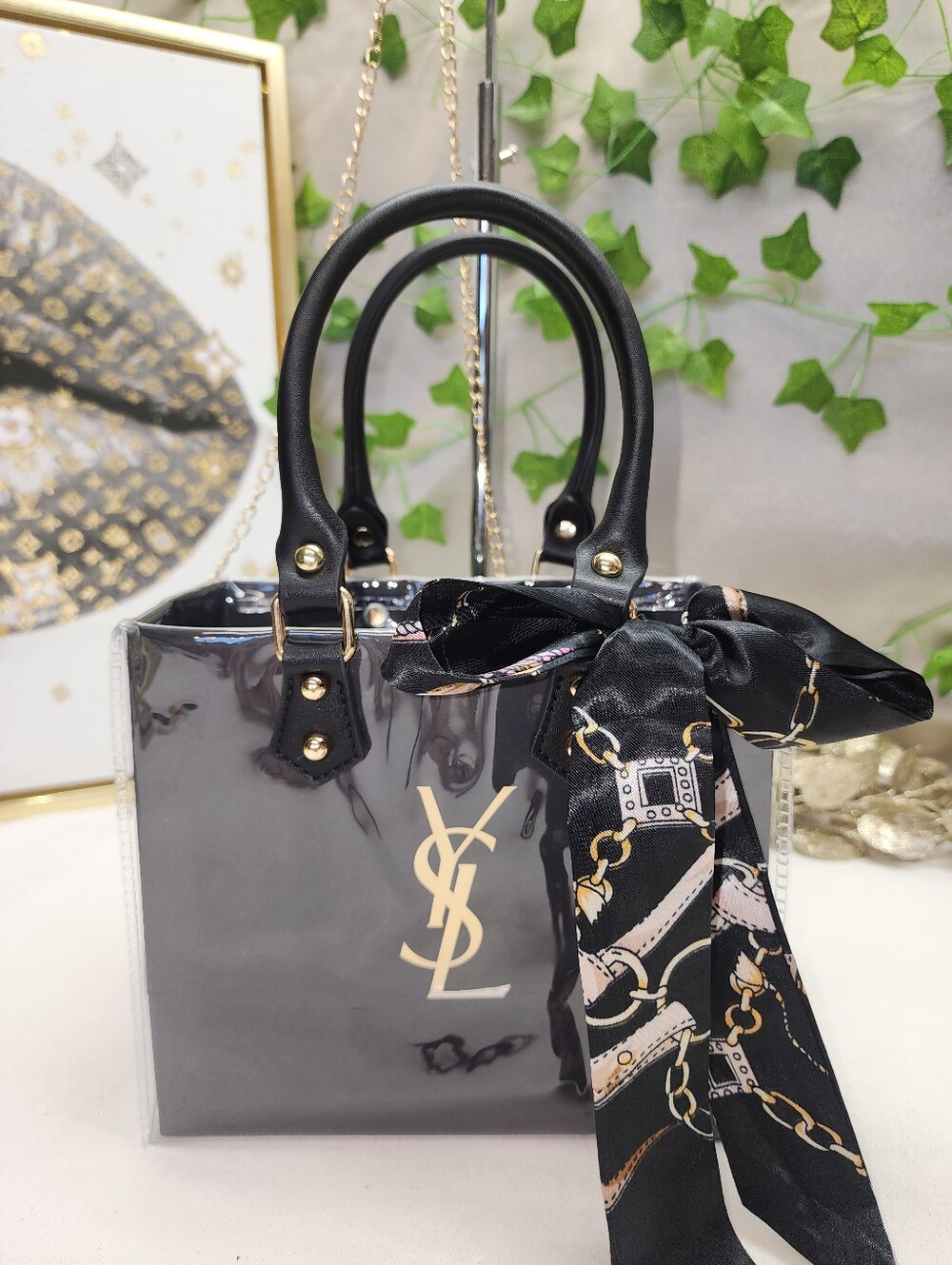 Authentic Yves Saint Laurent Shopping Bag In PVC Tote